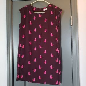 Loft Purple cat dress with pockets!
